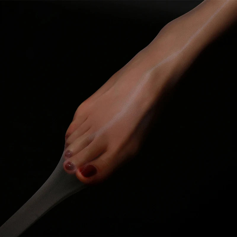 Noir Gloss Sheer Thigh-High Stockings