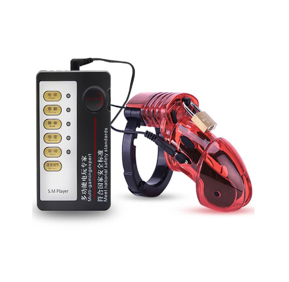 Red Plastic Electro Chastity Cage