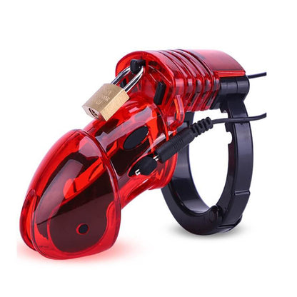 Red Plastic Electro Chastity Cage