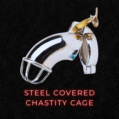 Steel cover chastity cage, enclosed chastity cage, stainless steel male cage, secure steel cage, male chastity lock, Pratiharye Steel Cover Chastity Cage
Steel Cover Male Chasity Cage lock