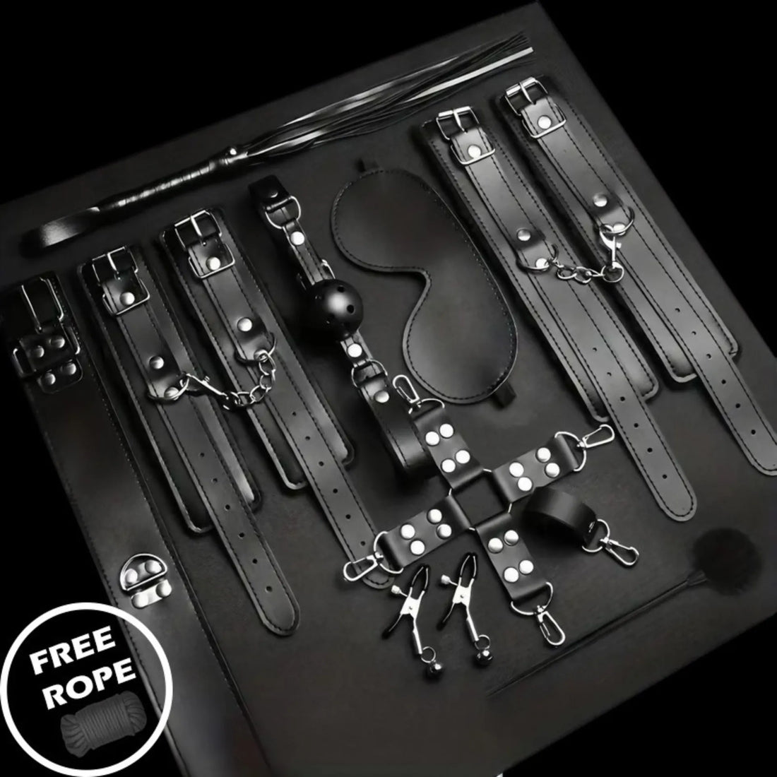 Faux Leather with Fur 10pc BDSM KIT | BDSM-6