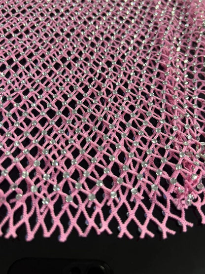 Sexy Rhinestone Embellished Fishnet Glam Bodycon Dress