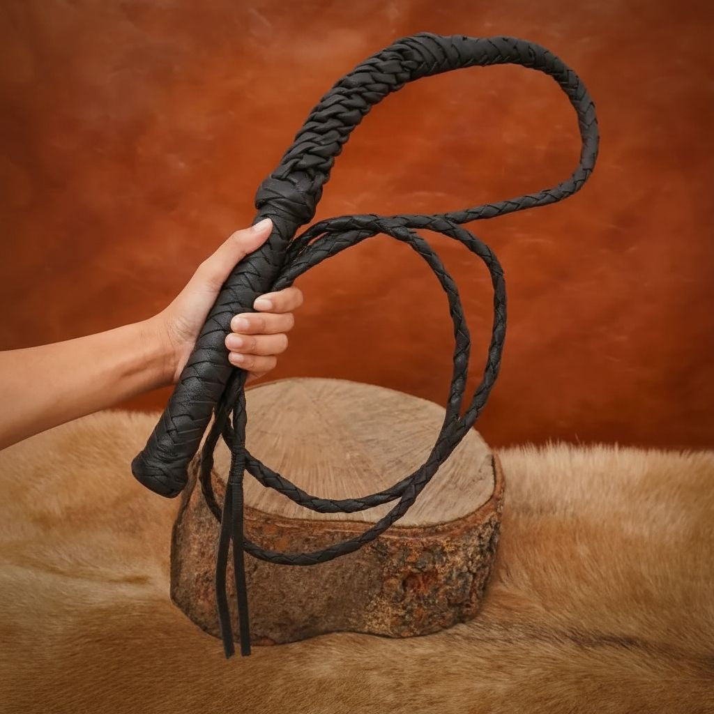 Handcrafted Braided Genuine leather Long Whip