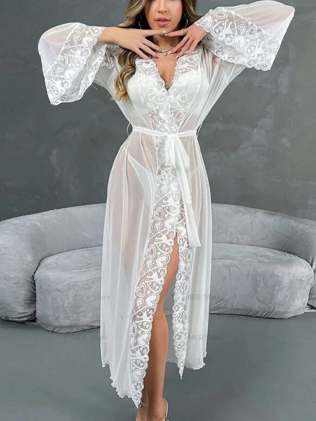 Ethereal Lace Bridal Robe
