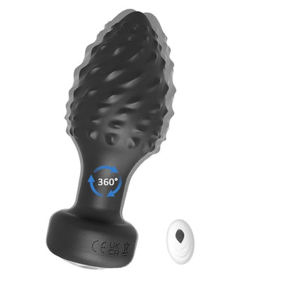 360° Rotating Remote Control Textured Vibrating Butt Plug
