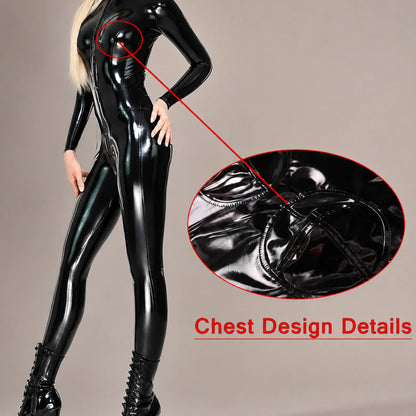 Latex Full Body Catsuit with Removable Bust Pouch