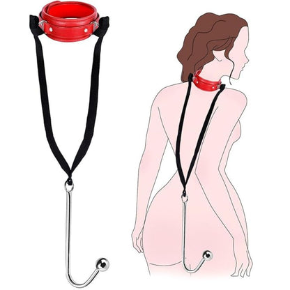 Leather Collar with Steel Anal Hook