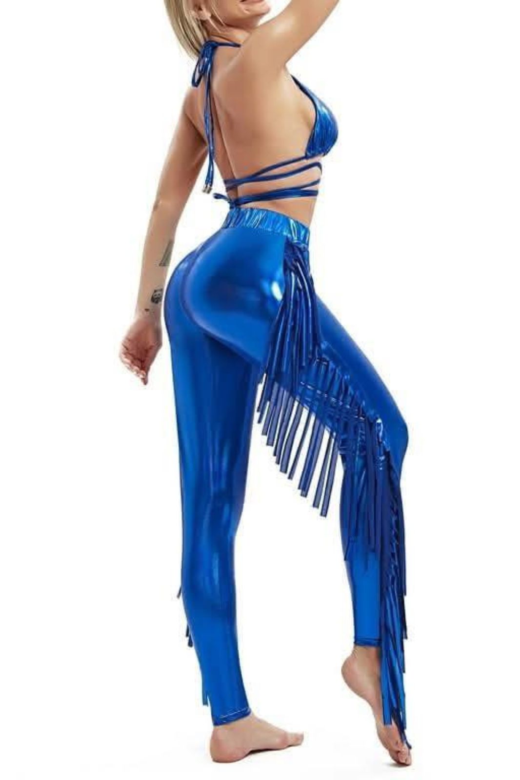 Metallic Fringe Pant with Bra