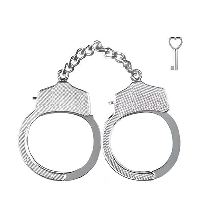 Premium Silver Metal Handcuffs with Heart Key