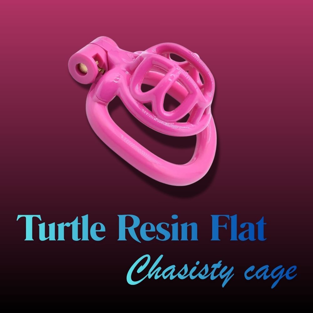 Premium Turtle Flat Resin Chastity Cage with 4 Rings