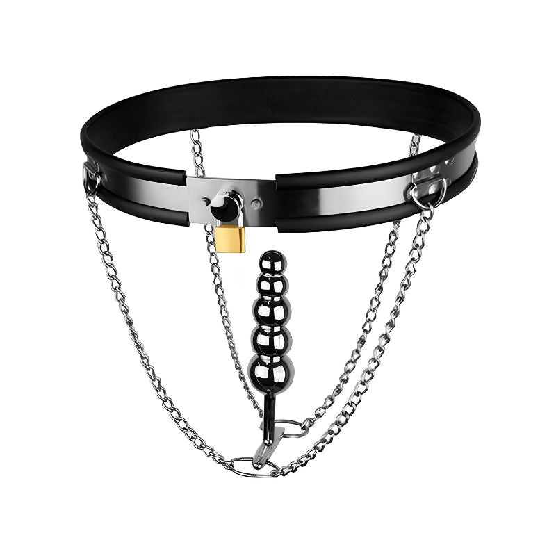Stainless Steel Female Chastity Belt with Butt Plug