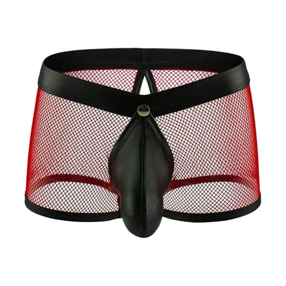 Mesh Leather Patch Men’s Sexy Boxer
