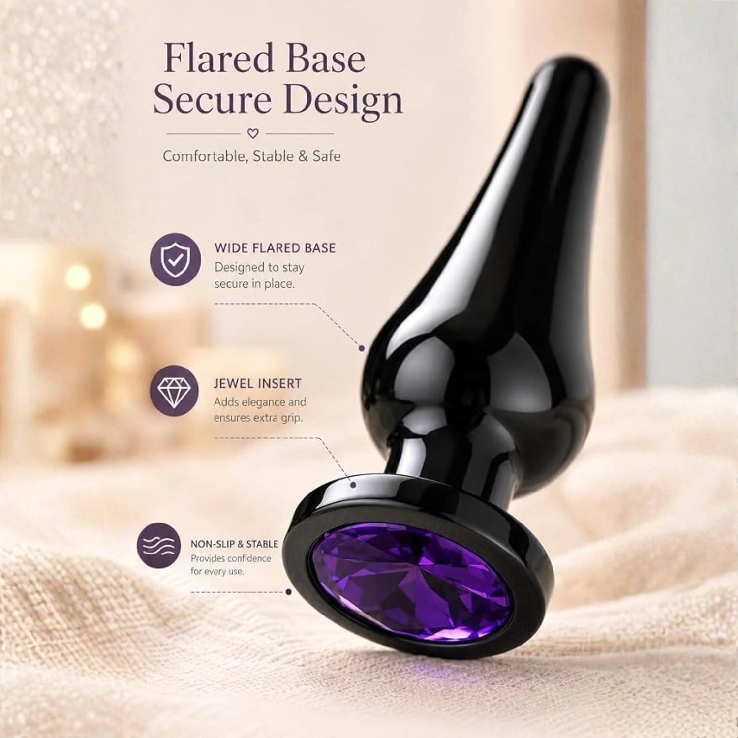 Premium Stainless Steel Anal Plug Purple Jewel