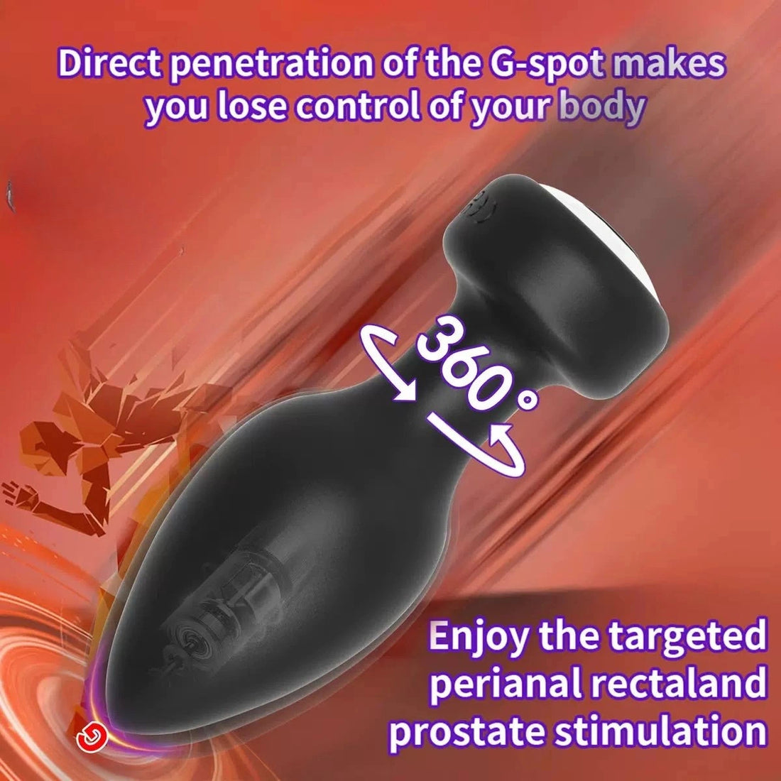 360 Rotation Vibrating Silicone Butt Plug