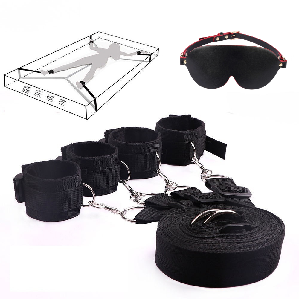 Bed Restraining with Feather Handcuff &amp; Eye Mask