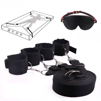 Bed Restraining with Feather Handcuff &amp; Eye Mask