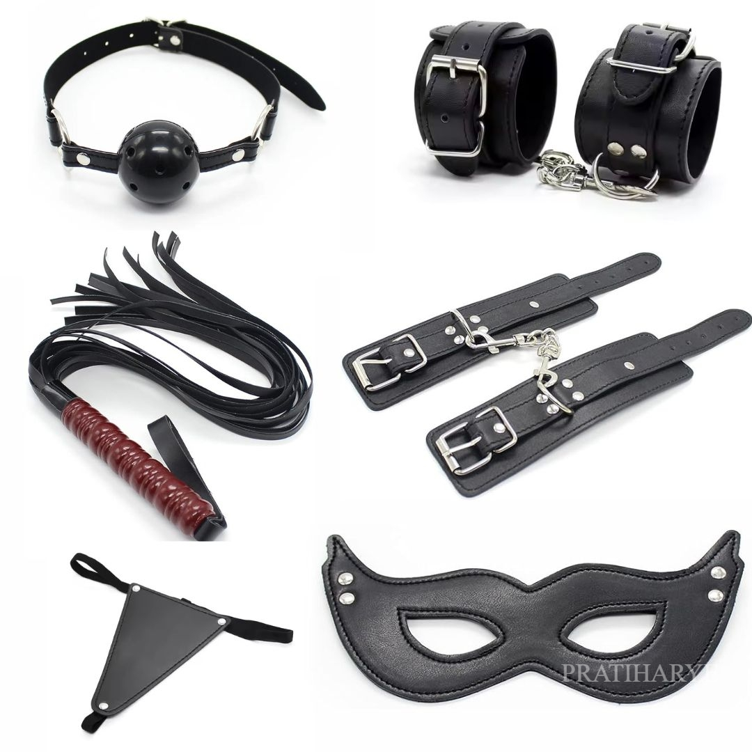 Faux Leather 6pc BDSM Kit