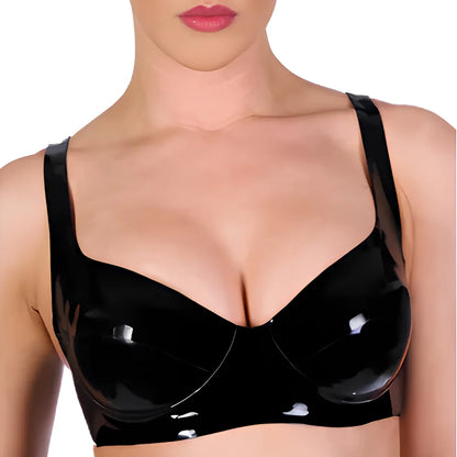 Premium Handmade Pure Glossy Latex-Look Bra - Black