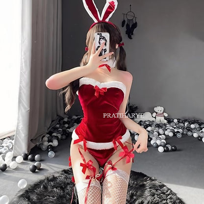 Pratiharye velvet bow bunny roleplay dress, Pratiharye, bunny girl cosplay dress, cute bunny roleplay outfit
Velvet Bow Bunny Roleplay Dress