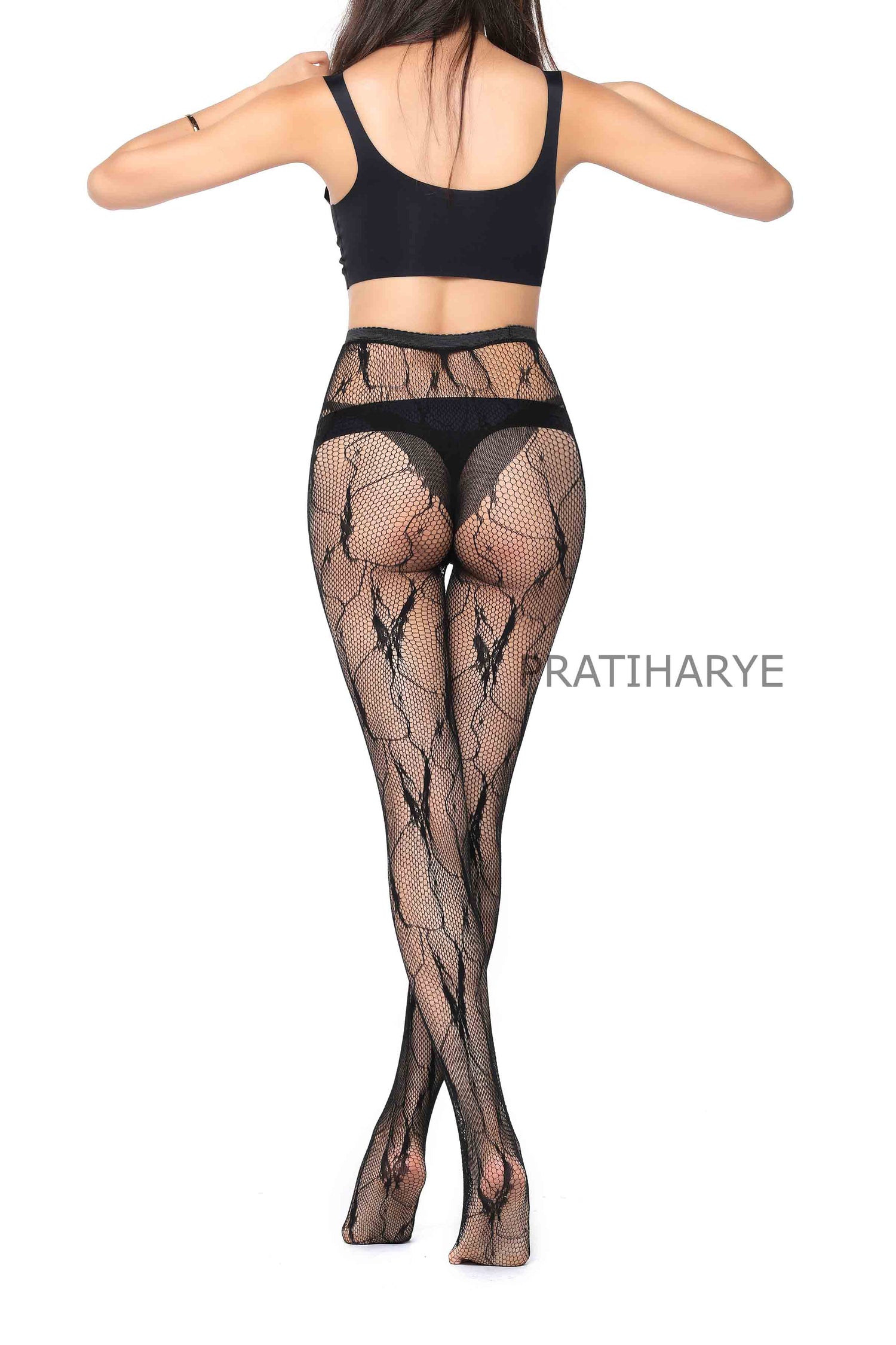 Lace Pattern High Waist Fishnet Pantyhose Stocking - D6