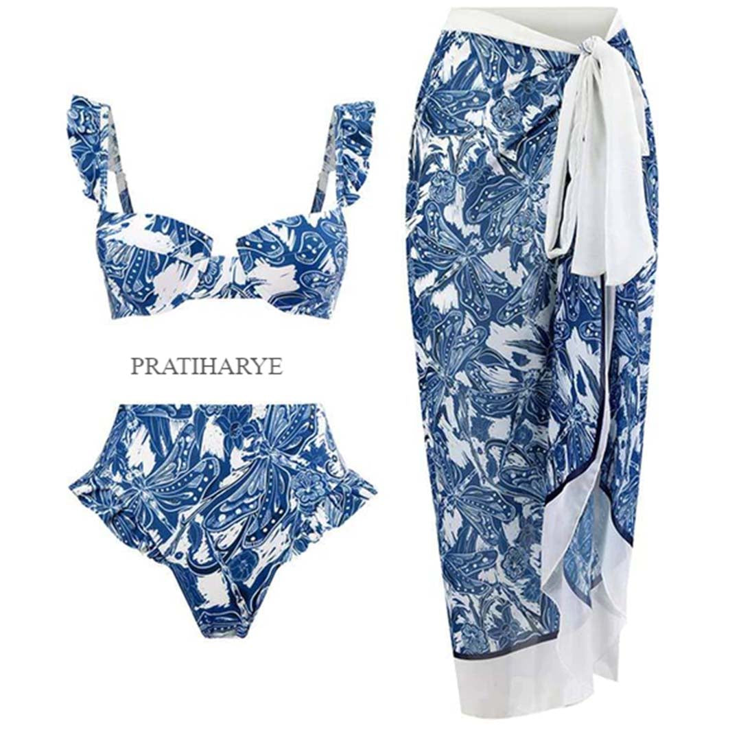 3pc Beachwear With Sarong | Pratiharye size