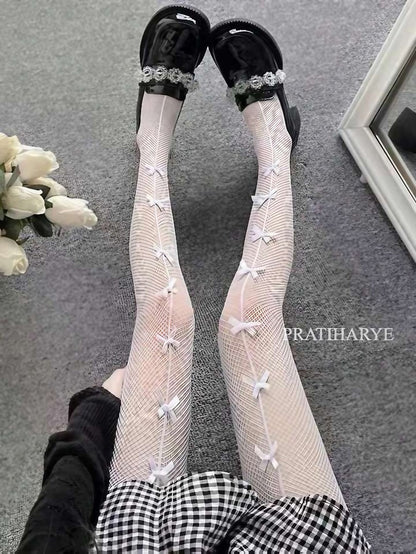 Front Cross Mesh Fishnet Stockings