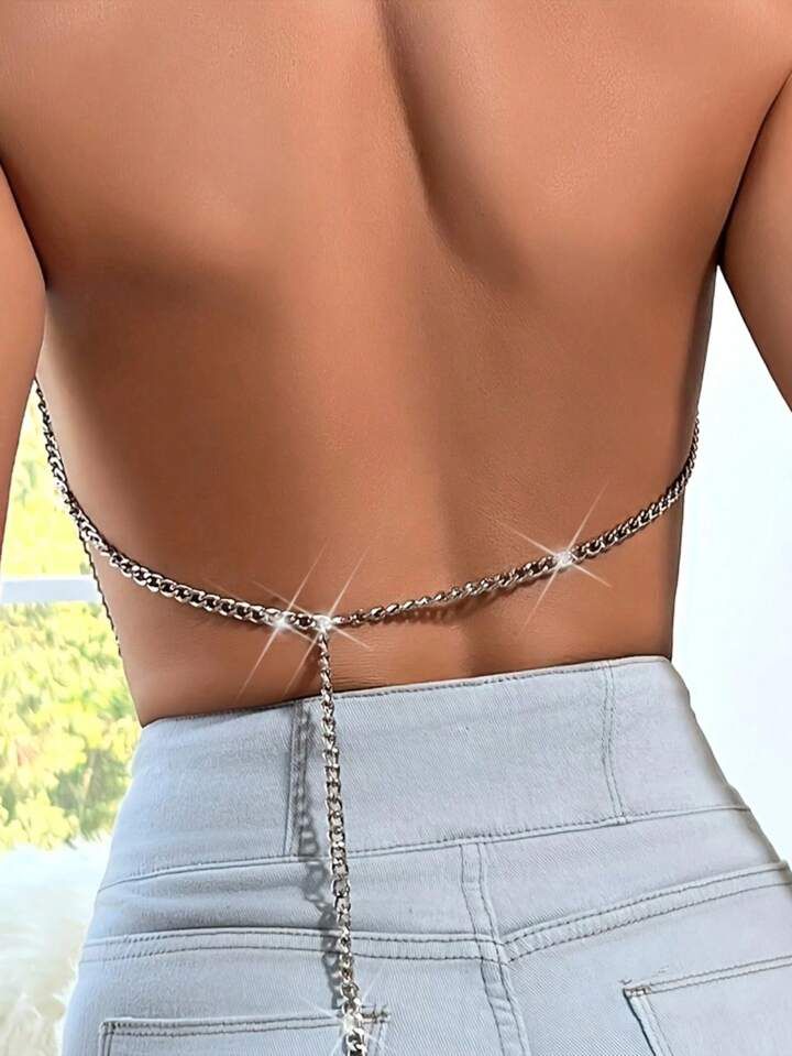 Silver Chain Party Crop Top