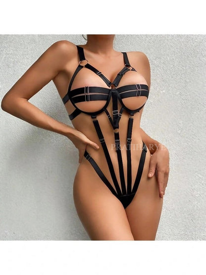 Open Bust Strappy Bodysuit