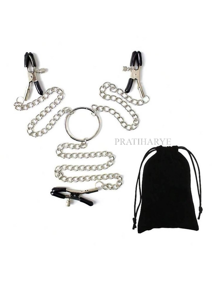 Nipple Clamps Chain with Clitoral Clips