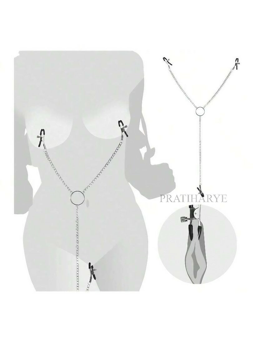 Nipple Clamps Chain with Clitoral Clips