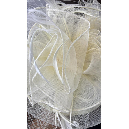 Ivory Floral Mesh Fascinator with Vei