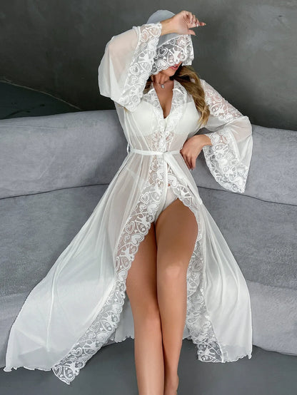Ethereal Lace Bridal Robe