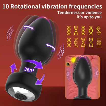 360 Rotation Vibrating Silicone Butt Plug