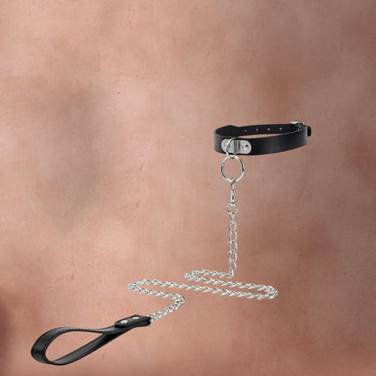 Pu leather Metal Chain Collar leash