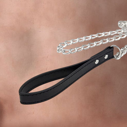 Pu leather Metal Chain Collar leash