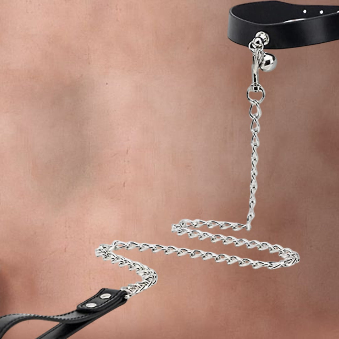 Pu leather Metal Chain Collar leash