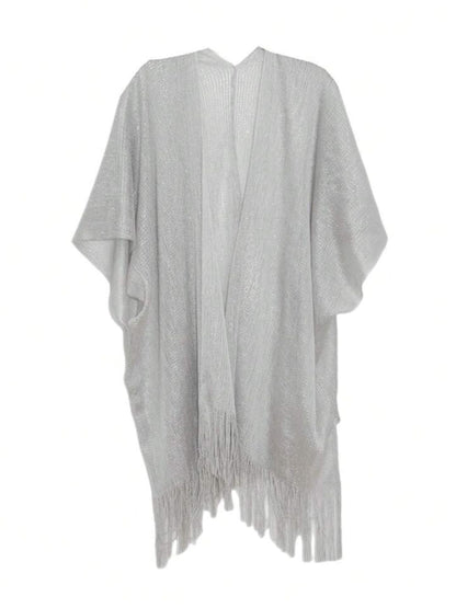 Metallic Fringed Beach Coverup