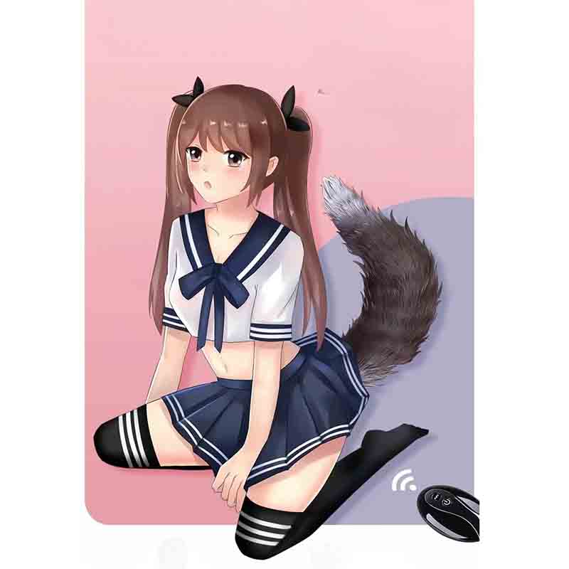 Thick Fox Tail Silicone Vibrator Butt Plug with/without Remote