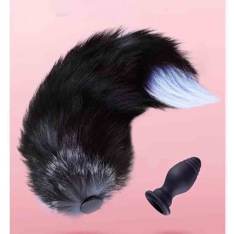 Thick Fox Tail Silicone Vibrator Butt Plug with/without Remote