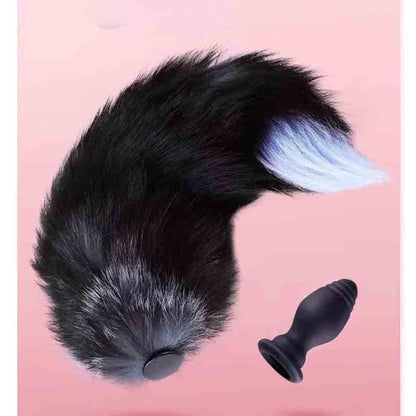 Thick Fox Tail Silicone Vibrator Butt Plug with/without Remote