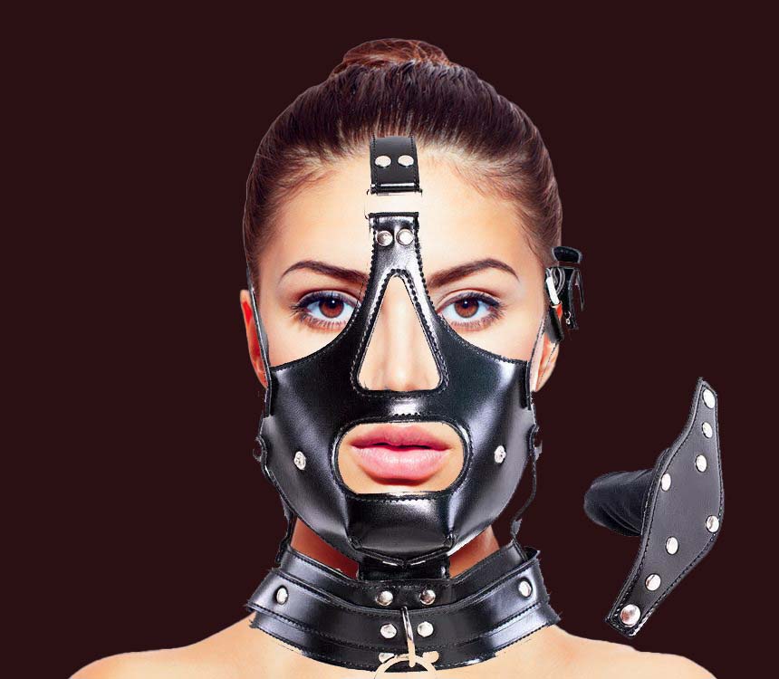 Cut Out Leather Bondage Face Mask