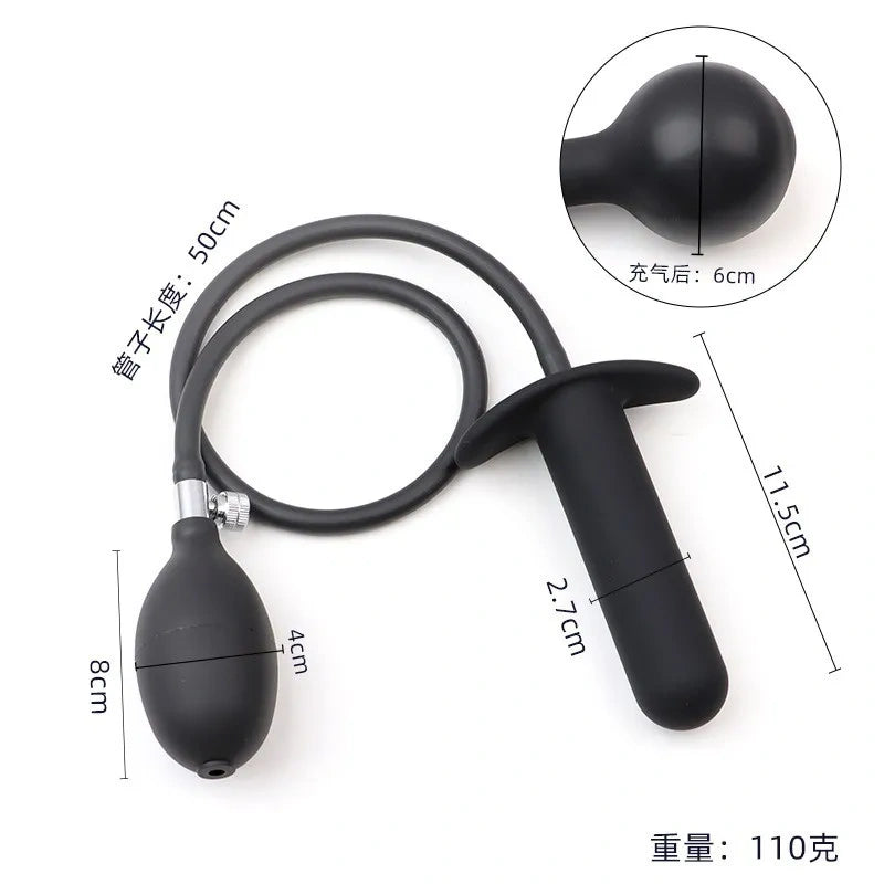 Inflatable Silicone Anal Plug with Hand Pump
