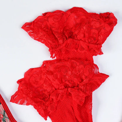 Floral Embroidered Corset Sexy Lingerie Set