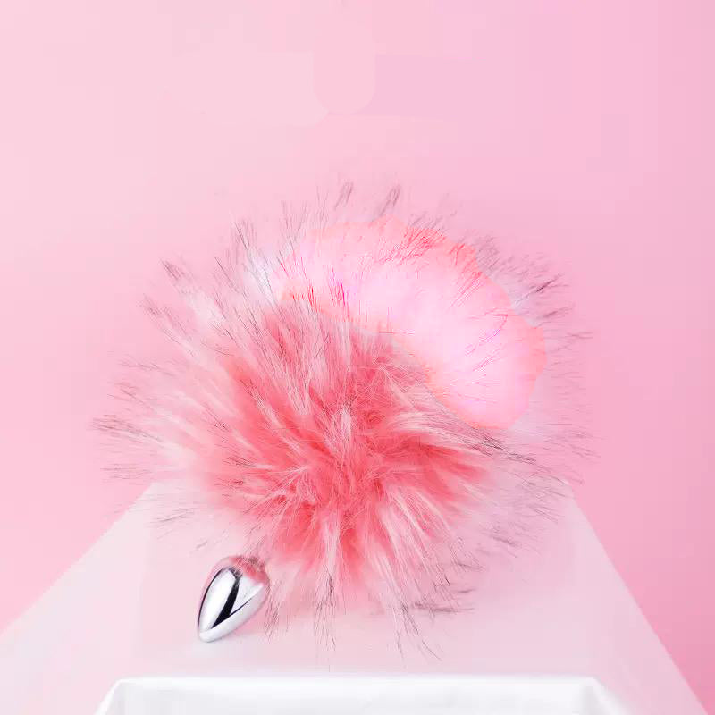 Stainless Steel Fluffy Pom Pom Butt/Anal Plug