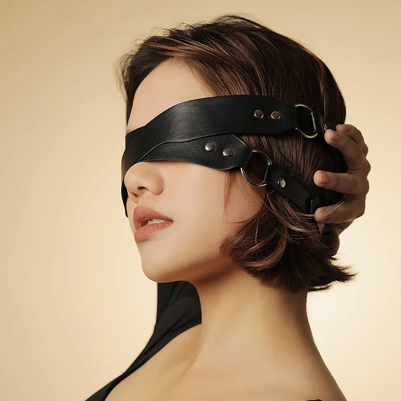Cross Leather Blindfold Strap Mask