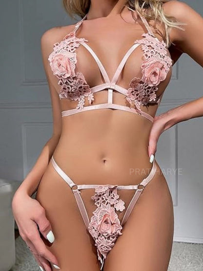 Embriodery Patch Bridal Sexy Bikini Set