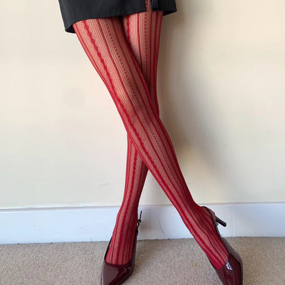 Crimson Desire Fishnet Pantyhose