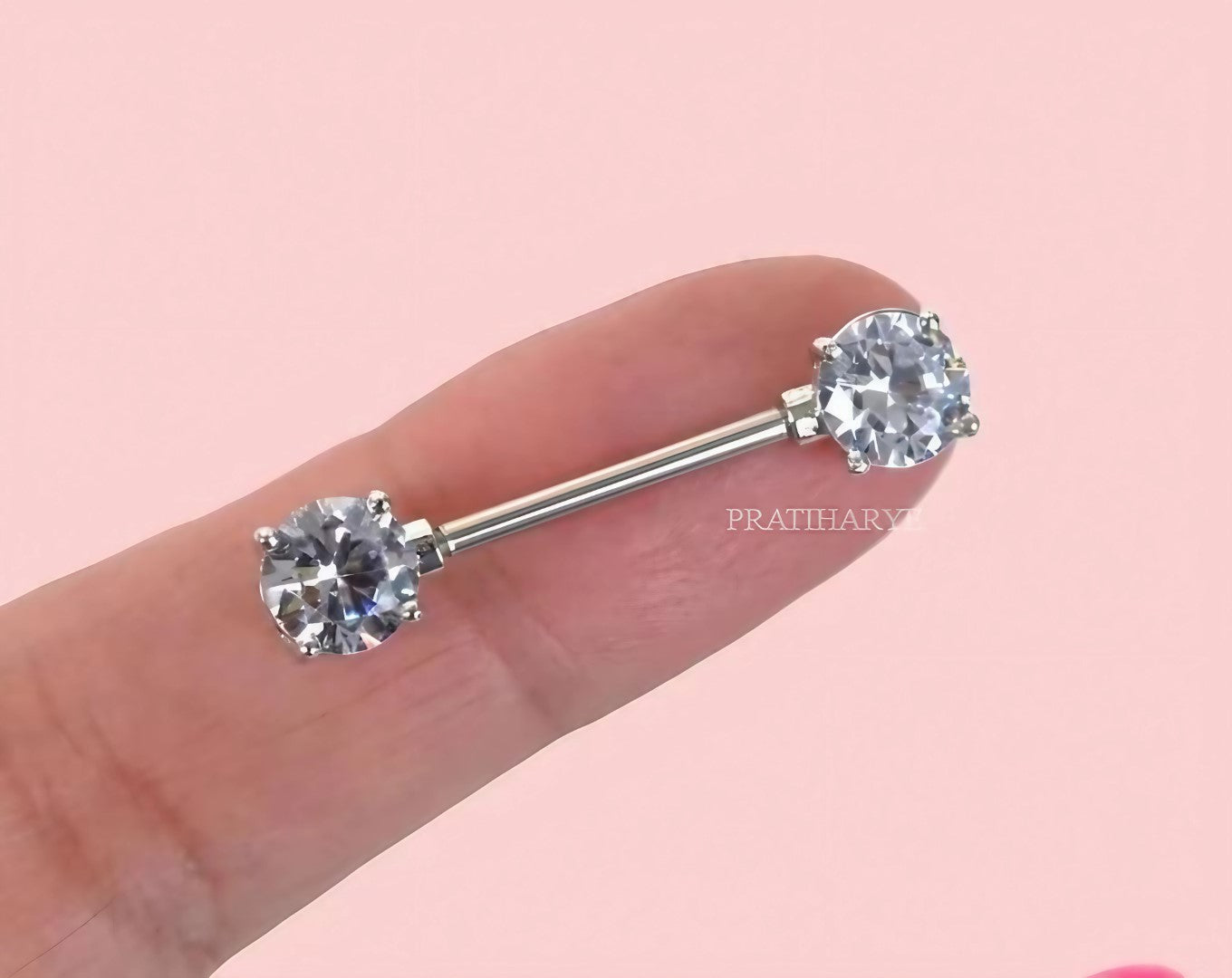 16mm Nipple Piercing with Zircon Stones