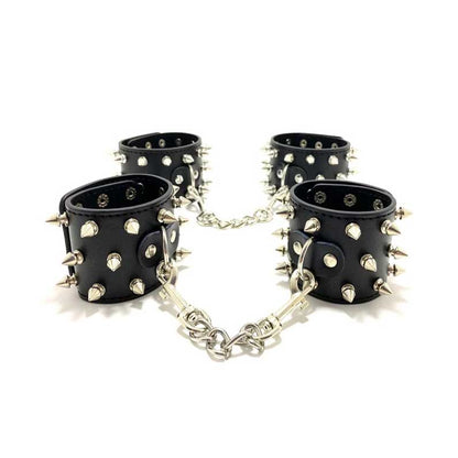 Premium Spiked Leather Black Handcuffs