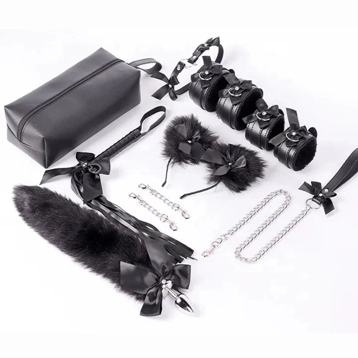 Black 7pc BDSM KIT with Pouch